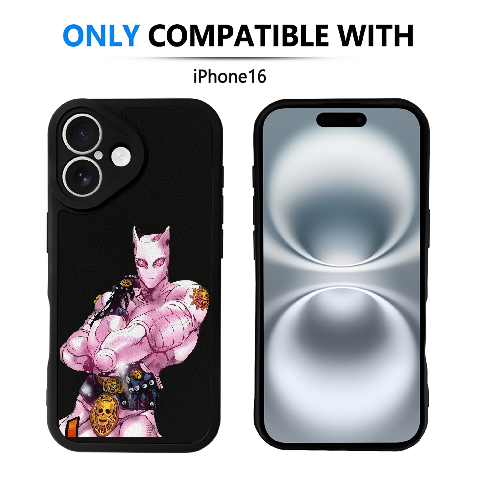 （画像用） ジョジョの奇妙な冒険 きら よしかげ JoJo's Bizarre Adventure Kira Yoshikage 【iPhone 16シリーズ対応】シリコンスマホケース（レザー調） 材質：シリコン